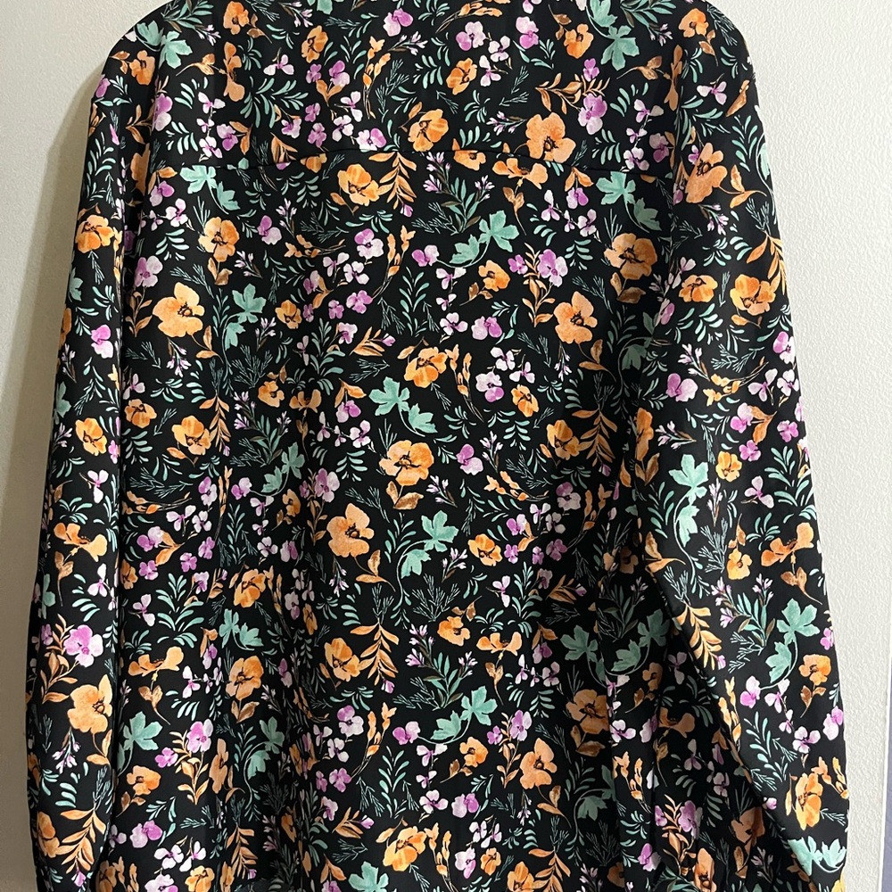 Lands' End Women’s Dark blue Floral Blouse